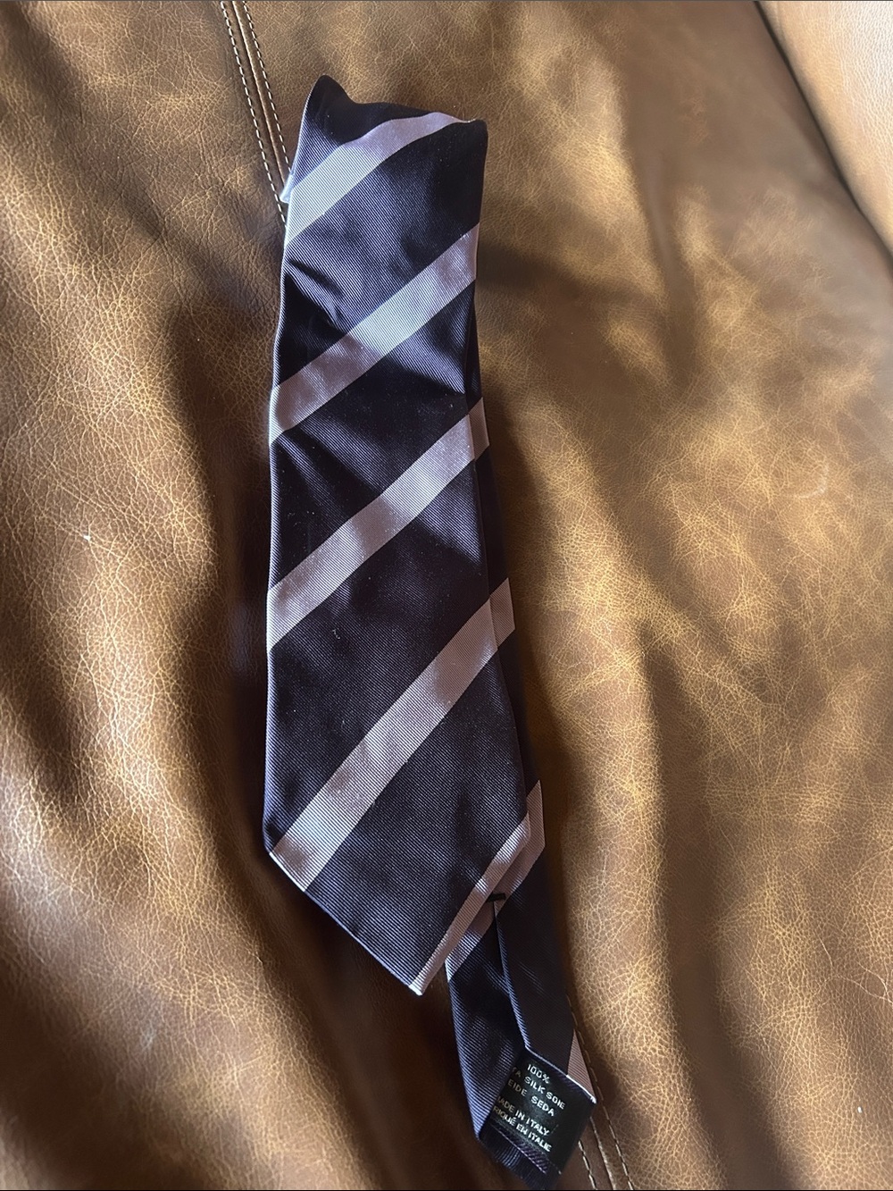Tom Ford Navy and Silver Striped Silk Tie